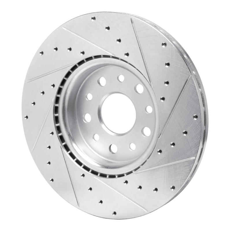 Dodge Charger Brake Rotor (1) - Front Left - R1 Concepts - Drilled & Slotted - Silver - `21-`25